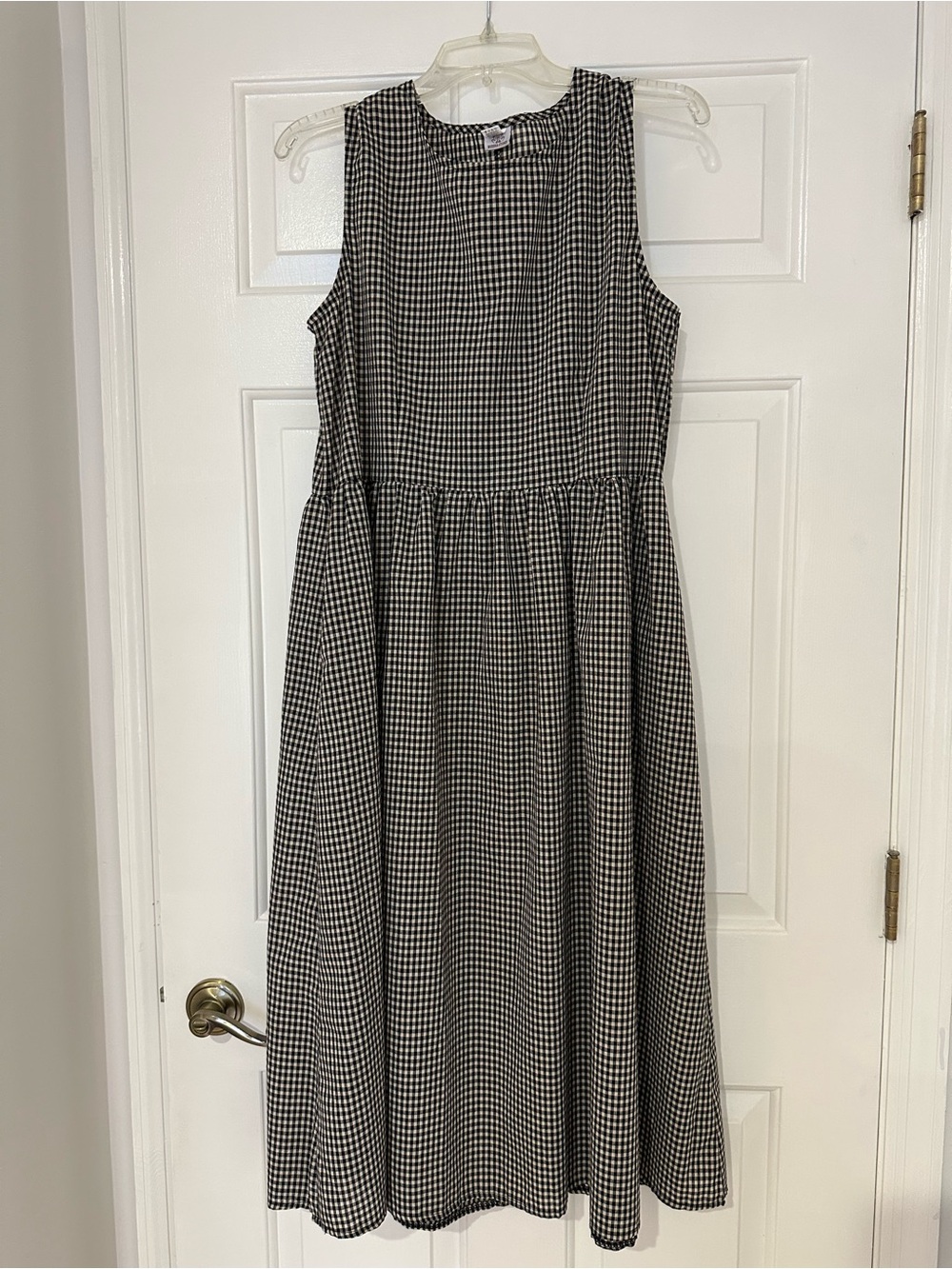 Black & White Gingham Sleeveless Midi Dress